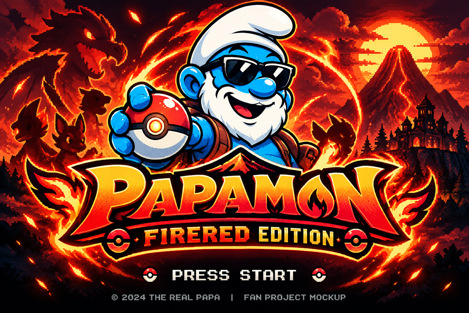 Papamon : FireRed Edition title screen